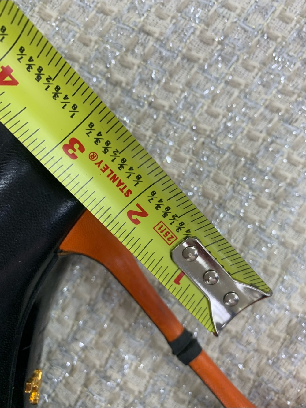 Prada Black Leather Pumps with Orange Trim and Silver Buckle - Picture 8 of 9